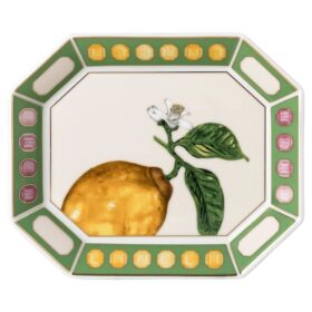 Vassoio Idyllia in porcellana, motivo a cristalli, Citron, piccolo, multicolore